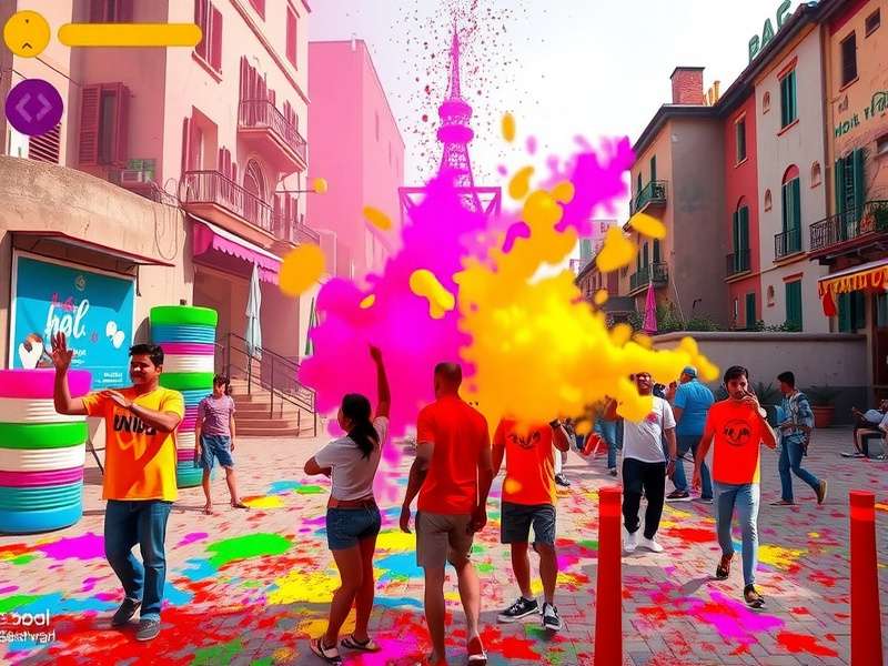 Holi Color Craze community event with players celebrating together