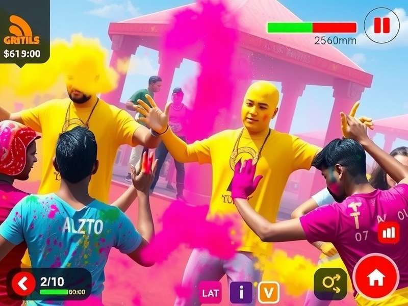 Holi Color Craze multiplayer gameplay with multiple players throwing colors
